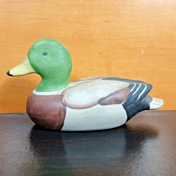 Vintage Hand Painted Porcelain Mallard Duck Decoy Figure Figurine 5.5