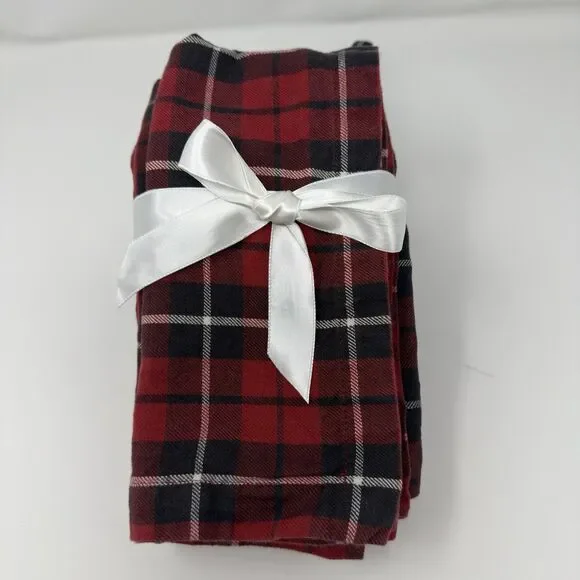 Pottery Barn Landon Plaid Cloth Napkins Set of 4 Red Black White
