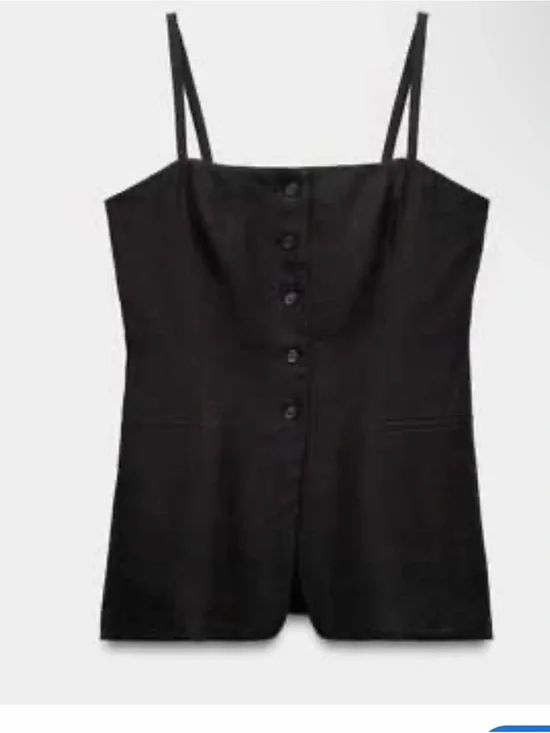 Zara Black Button-Front Spaghetti Strap Camisole