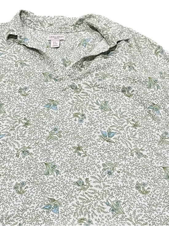 Laura Ashley Cottagecore Blue Green Floral Top 2X Romantic Prairie Blouse