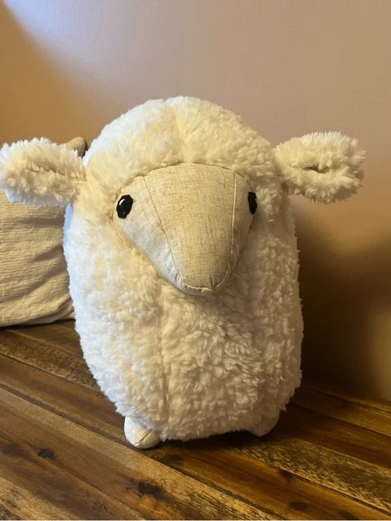 Pottery Barn Cream Plush Sherpa Sheep Pillow