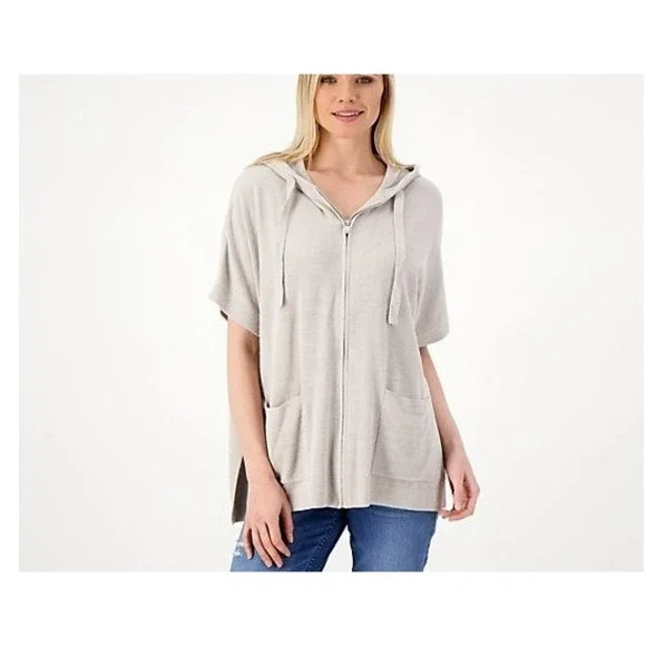 Barefoot Dreams CozyChic Ultra Lite Short Sleeve Zip Up Hoodie