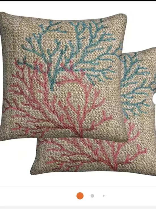Home Depot pottery barn honeycomb raffia Coral Pattern Throw Outdoor Pillow set