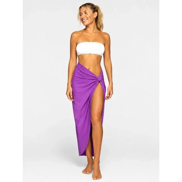 SKIMS Sorong Swim Sarong Skirt Neon Violet Purple Beach Resort L NWOT New