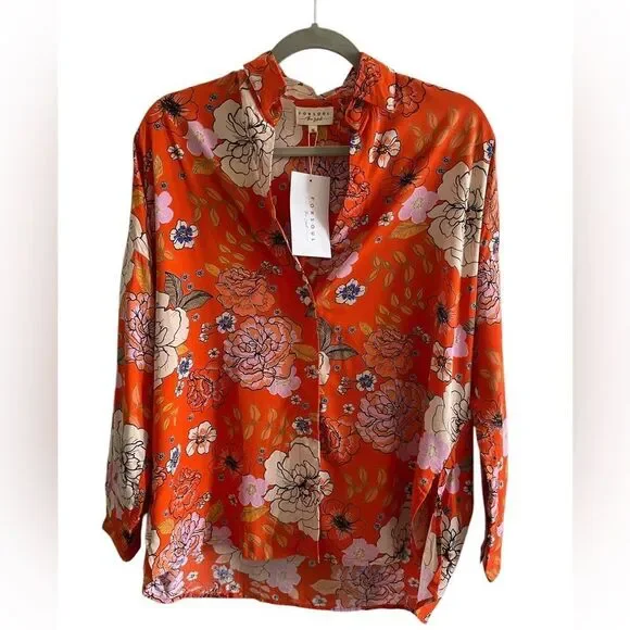 Forsoul The Label Rayon Button Down Blouse, XS