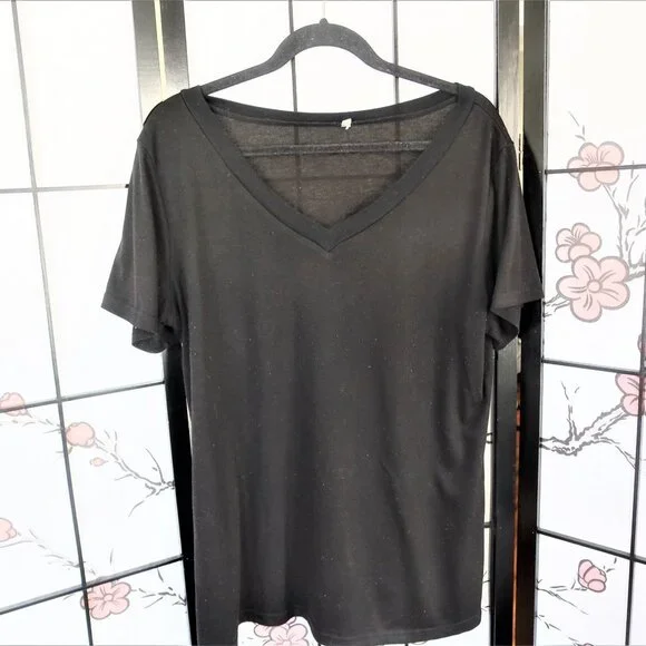 Black V Neck Blouse Size L