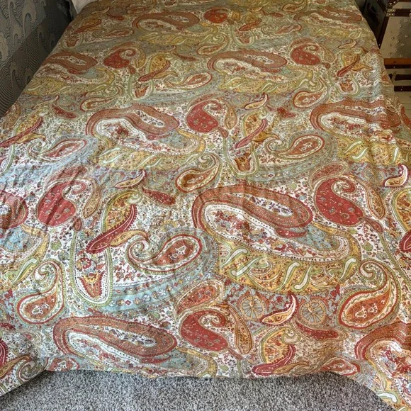Pottery Barn‎ King Duvet Cover Harper Caesarea Cotton Paisley Floral Boho Earthy