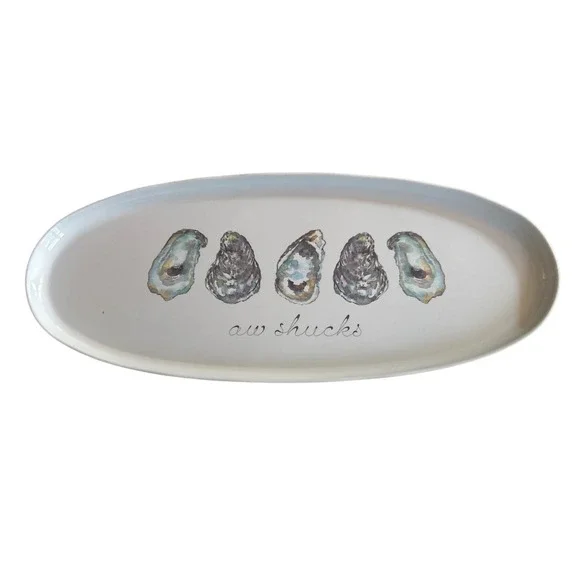 Sigrid Olsen Home Aw Shucks Oyster Melamine Oval Serving Platter Tray Coastal