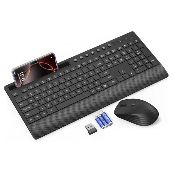 Trueque Wireless Keyboard and Mouse Combo - Full-Size Quiet Black