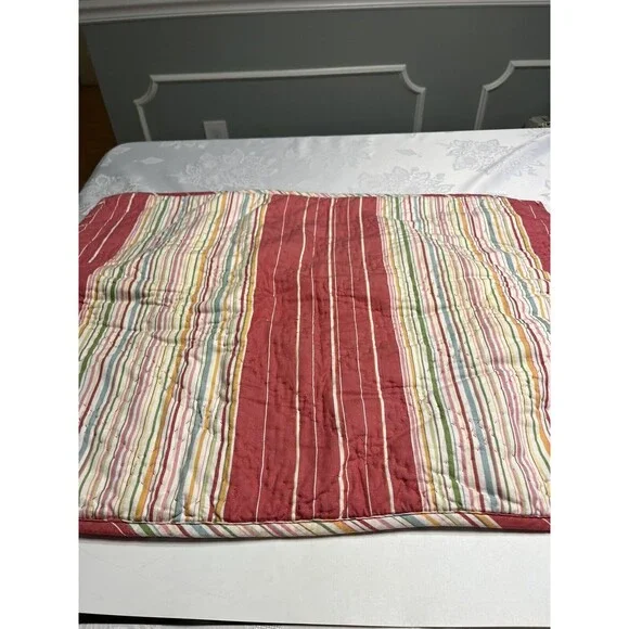 Pottery Barn Orange Red Green Striped Standard Sham