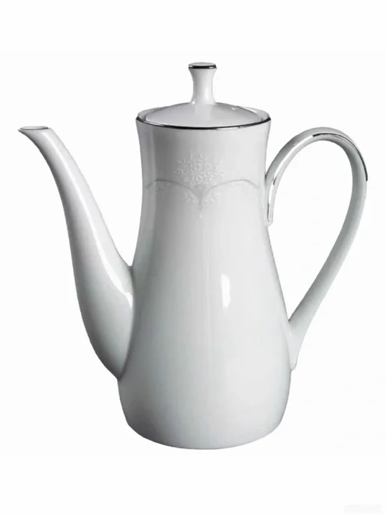 Noritake 6441 Whitebrook Coffee Pot and Lid Floral Bouquet Design EUC Platinum