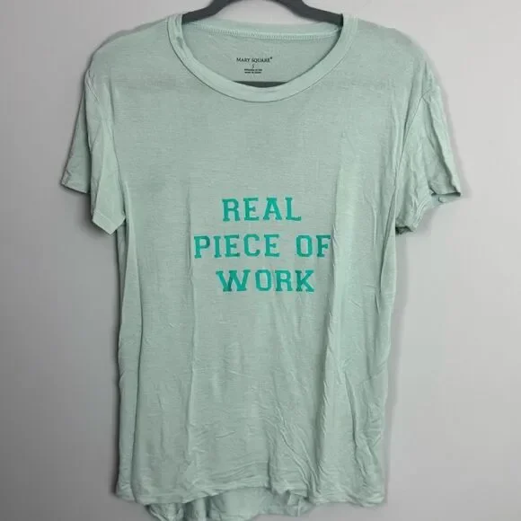 MARY SQUARE | Real Piece of Work Mint Green Graphic T-Shirt Women’s Size Small