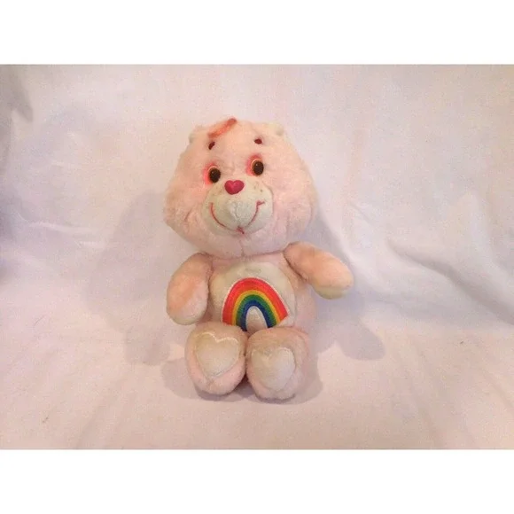 Care Bears Rainbow Cheer Bear Vintage Plush Pink 1983 Kenner 13