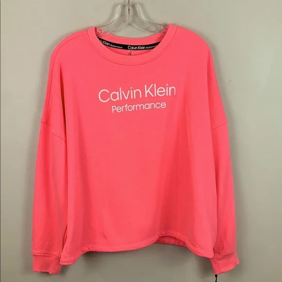 Calvin Klein Performance Bubble Gum Pink Crew Neck Sweatshirt NEW!