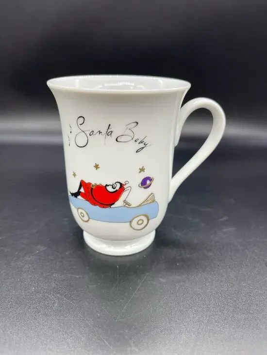 Pottery Barn Ceramic Santa Baby Coffee Cup Mug