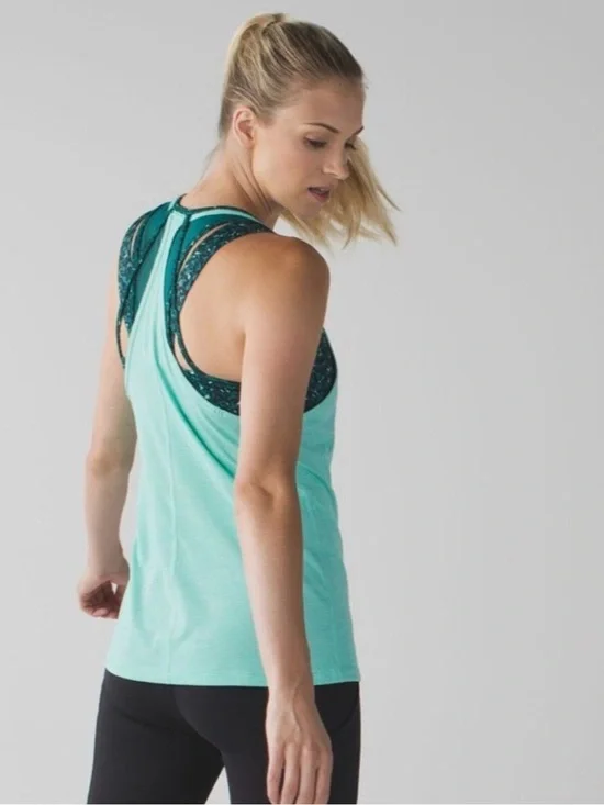 Lululemon Tough It Out Tank Mint Green Layered Tank Top Size 6