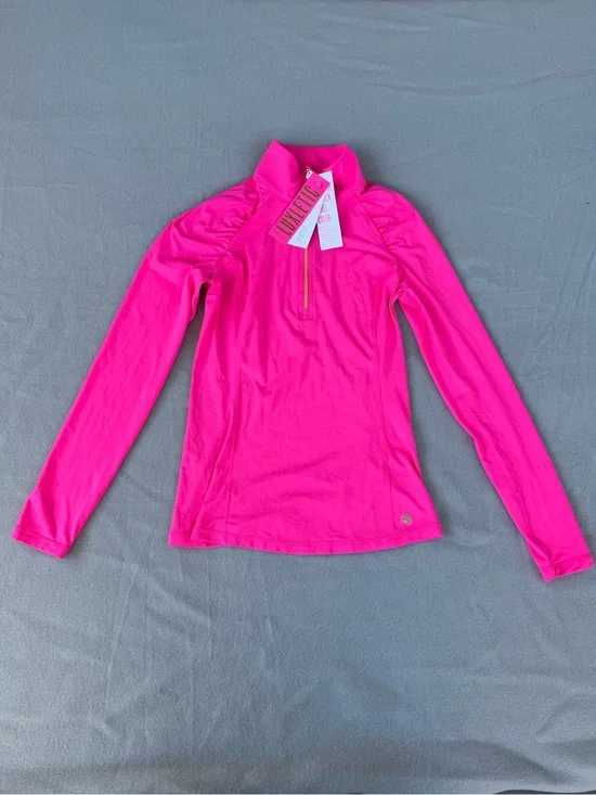 Lilly Pulitzer UPF 50+ Luxletic Justine XS Pink Grenadine Half Zip Pullover NWT