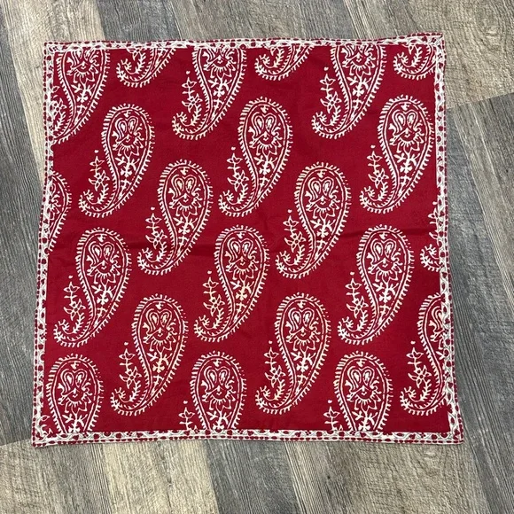 Pottery Barn Red Paisley Accent Pillow Cover Cotton