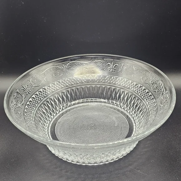 Kig Malaysia Serving Bowl Sandwich Pattern Clear‎ Mid Century Vintage 1960s MCM