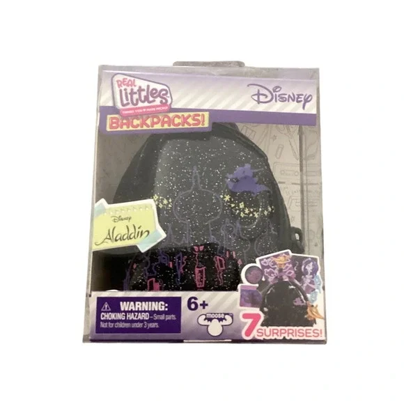 Disney Aladdin Real Littles Backpack Moose Toys Black Glitter 7 Surprises‎ New