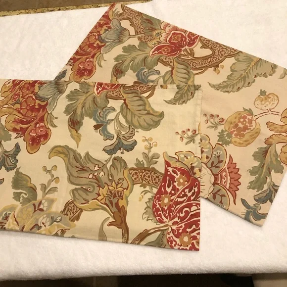 Pottery Barn Floral Standard Pillow Shams Set of Two, Tan with Floral Print, EUC