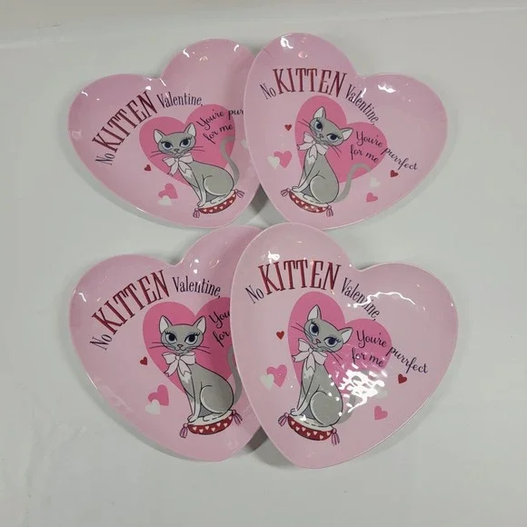 Pottery Barn Kids Heart Shaped Kitten Plate‎ 9