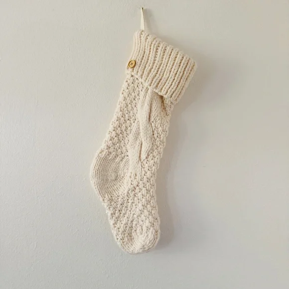 Pottery Barn Cream Chunky Knit Thick Stocking