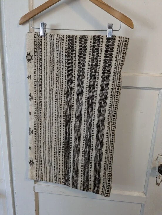 Pottery Barn Black and Cream Striped Pillow cover 16 x 26