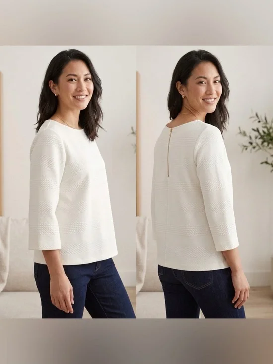 Chicos Textured Pullover Knit Blouse Womens Size 16