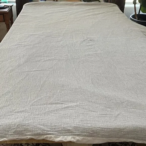 Pottery Barn Duvet Cover Full Queen 92 in x 88 in Gray 100% Cotton Button Close
