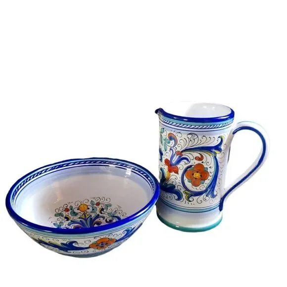 Handpainted Made in Italy Ceramic Bowl & Pitcher Set