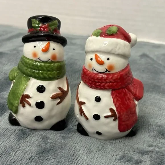 Snowman Ceramic Salt And Pepper Shakers Christmas Home Decor
