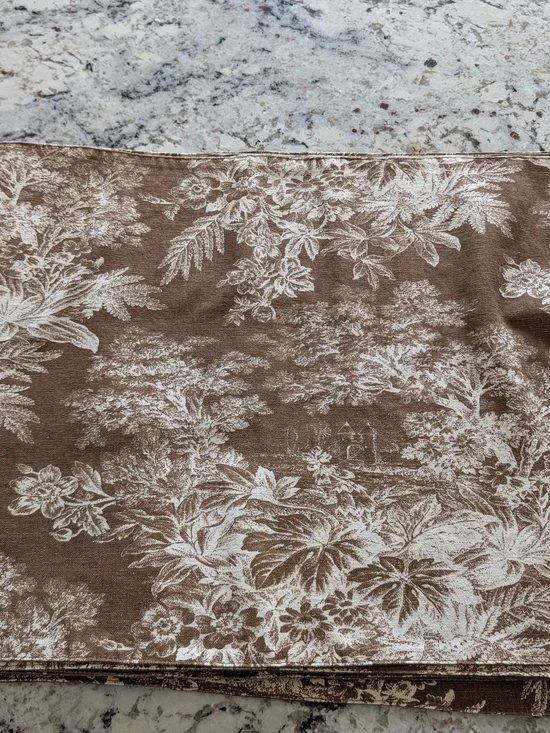 Pottery Barn Brown and Cream Floral Toile Placemats Set Of Six