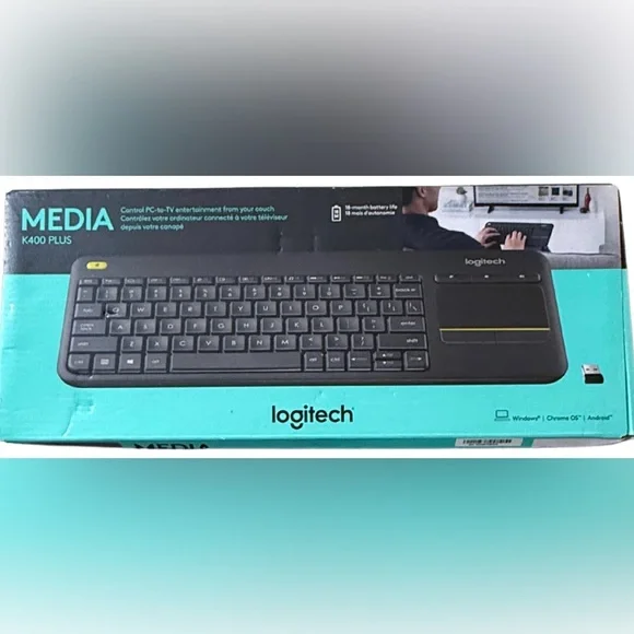 Logitech K400 Plus Wireless Keyboard PC to TV with Ease. New in Original Box
