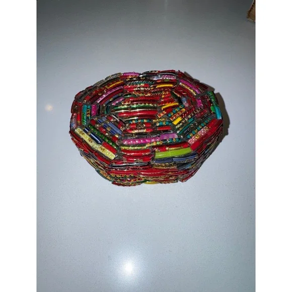 Unique Octagonal Trinket Box‎ Colorful Mosaic Beaded Jewelry Storage Organizer