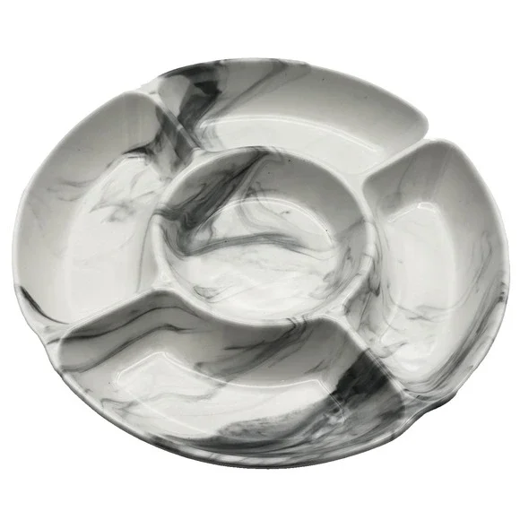Chic‎ & Tonic The Polished Collection 8in Ceramic Sectional Marble Party Dish