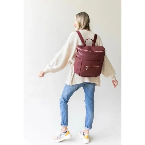 Fawn Design Original Diaper Bag in Wine - Burgandy & Changing Pad