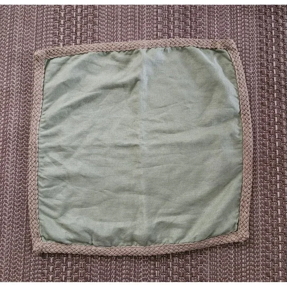 Pottery Barn Sage Green Woven Trimmed Linen Pillow Cover 20