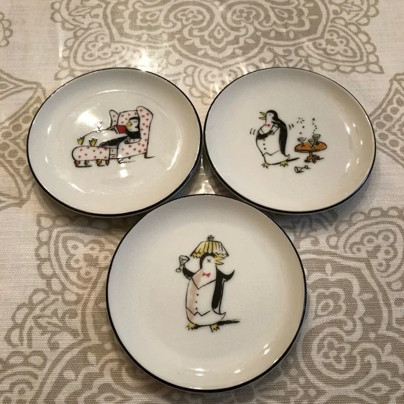 3 Pottery Barn Penguin Cocktail Plates