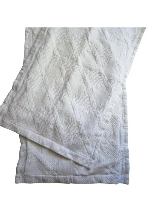 Pottery Barn White Quilted Cotton King Size Pillow Sham Pair 20
