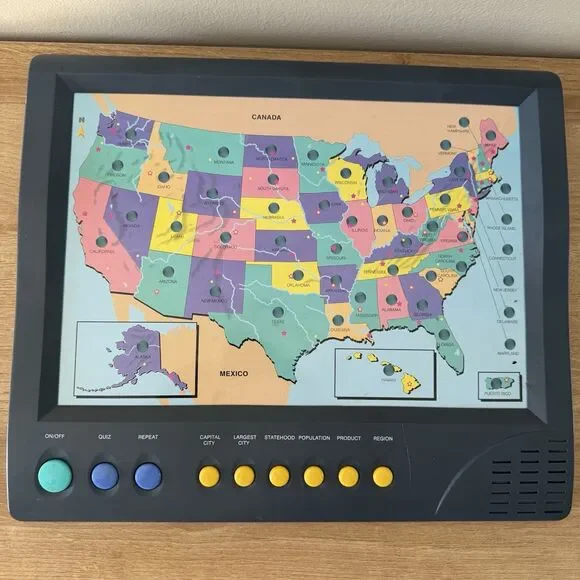 Vintage 1998 Geo Genius USA Map Interactive Educational Kids Toy - Works Tested