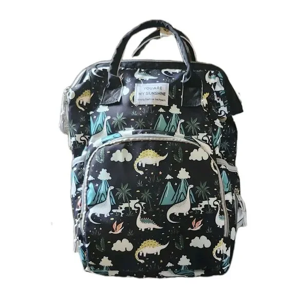 You Are My Sunshine Dinosaur Diaper Bag Young Fashion Backpacks Navy Blue