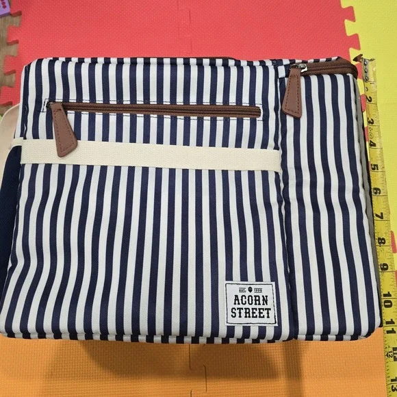 Acorn Street Stroller Organizer Bag - Navy Stripe‎ - Insulated Cup Holders &...
