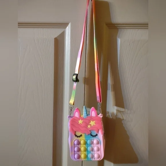 New Little Girls Unicorn pop it purse Christmas gift