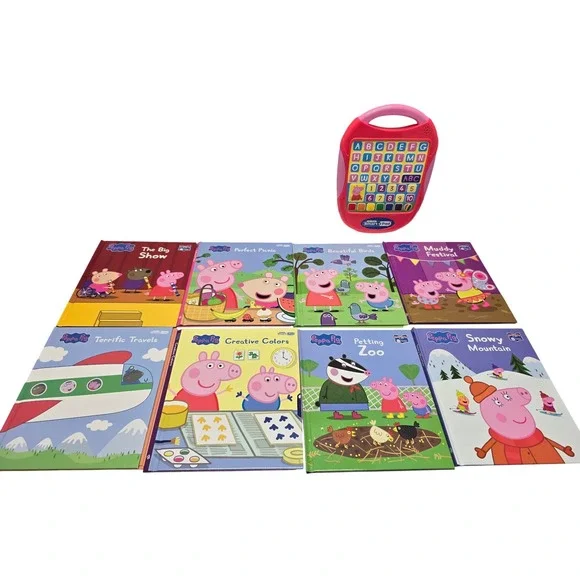 Peppa Pig My First Smart Pad Learning Tablet & 8 Book Bundle Educational
