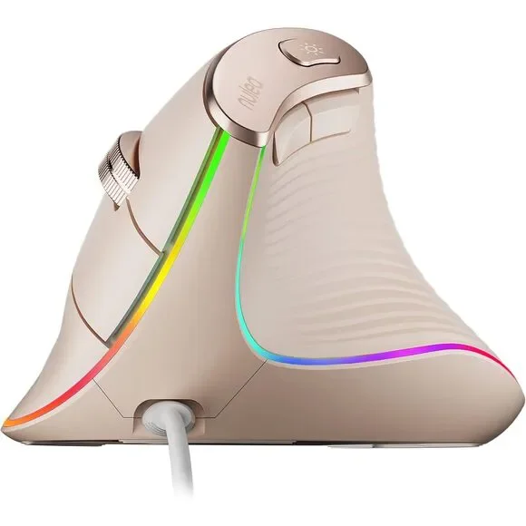 Nulea M504 Wired Vertical Ergonomic Mouse Pink 4 DPI 11 RGB PC Mac