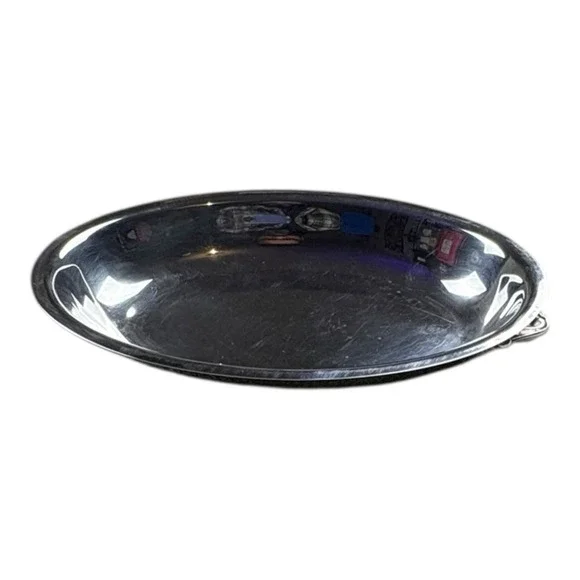 Vintage Oval Silverplate Covered Serving‎ Dish w Handles Silver Tone