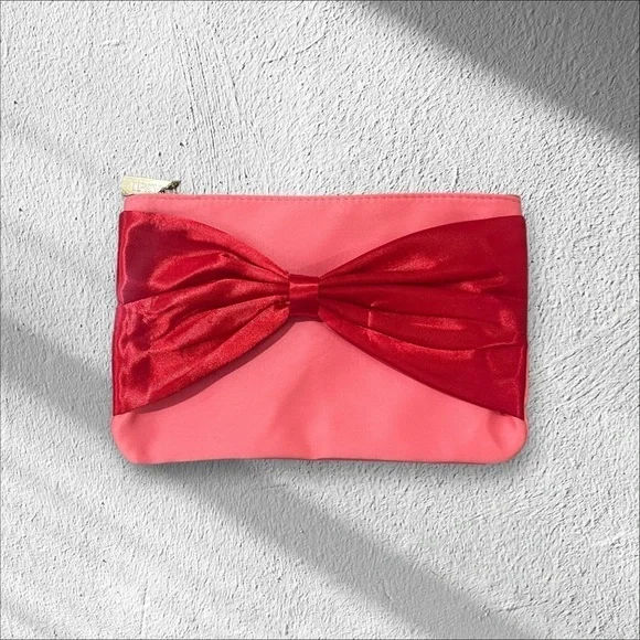 Ipsy elegant red bow and pink color make up bag December 2024 zipper New