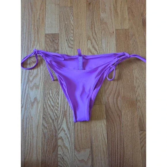 SKIMS Swim Tie Waist Bikini Bottoms Purple Medium Cheeky Recycled Nylon