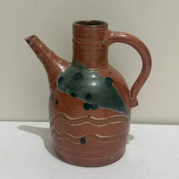Handmade Ceramic Pitcher with Spout and Handle Artistic Glaze Design